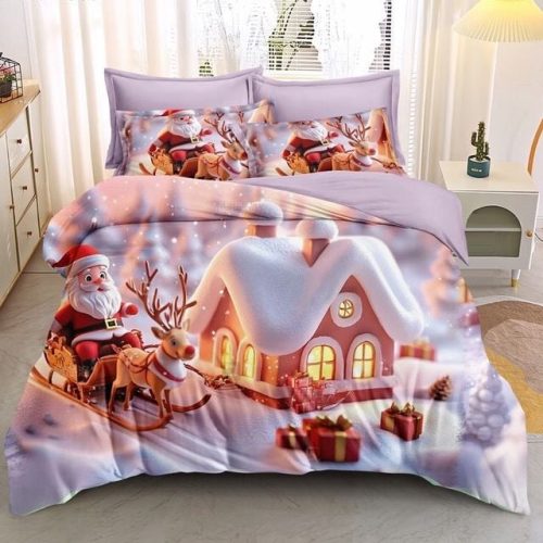 lenjerie 3D mos craciun in vizita