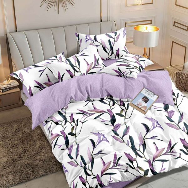 lenjerie alb violet cu crengute