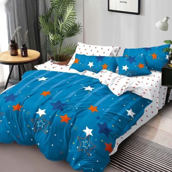 lenjerie de pat albastra cu stelute