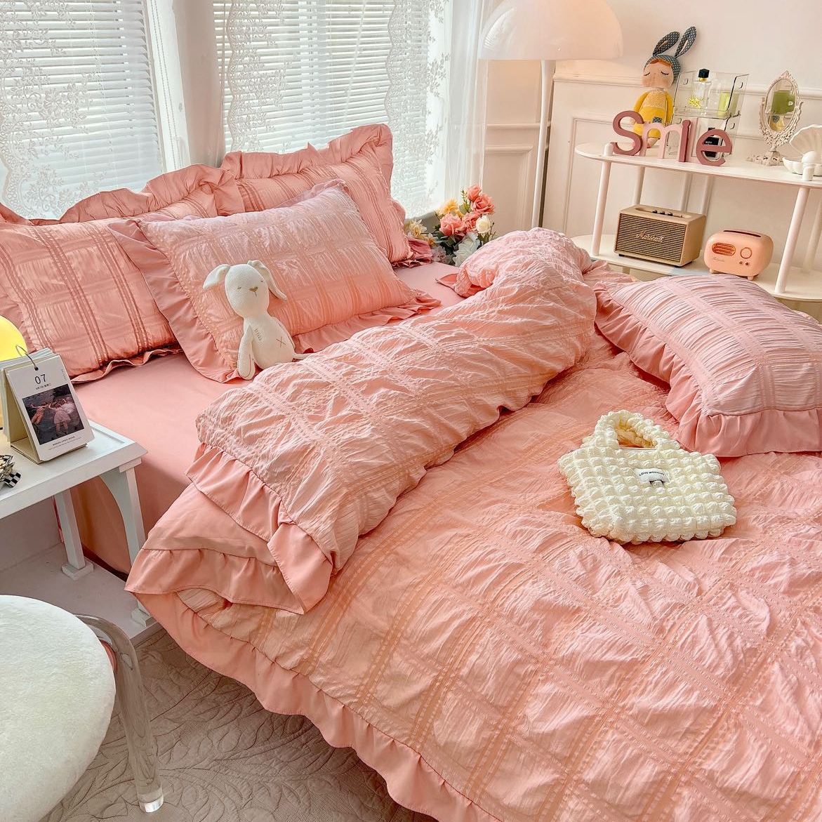 lenjerie de pat creponata - somon cearceaf de pat normal lenjerie de pat creponata - somon cearceaf de pat normal