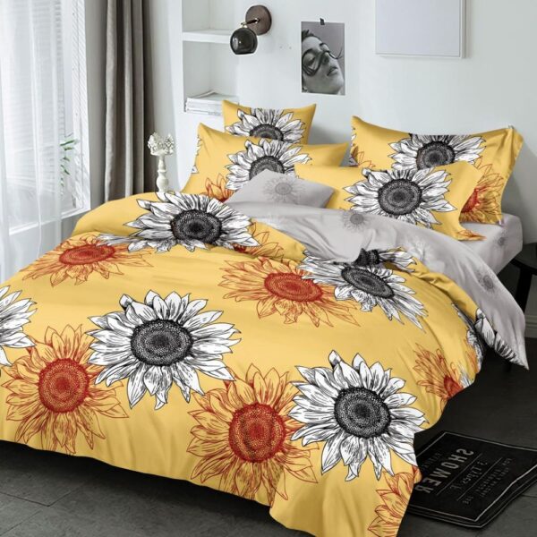 lenjerie de pat galbena cu floarea soarelui
