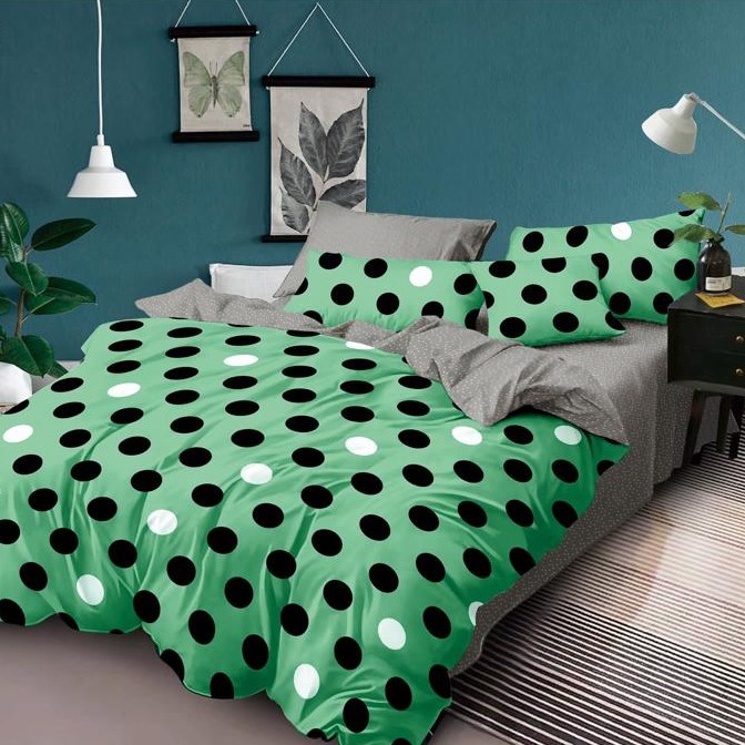 lenjerie de pat verde cu buline
