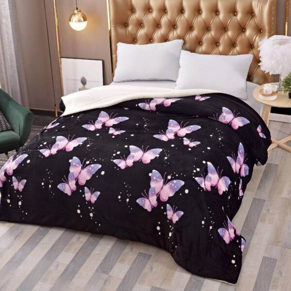patura dubla cocolino neagra cu fluturi