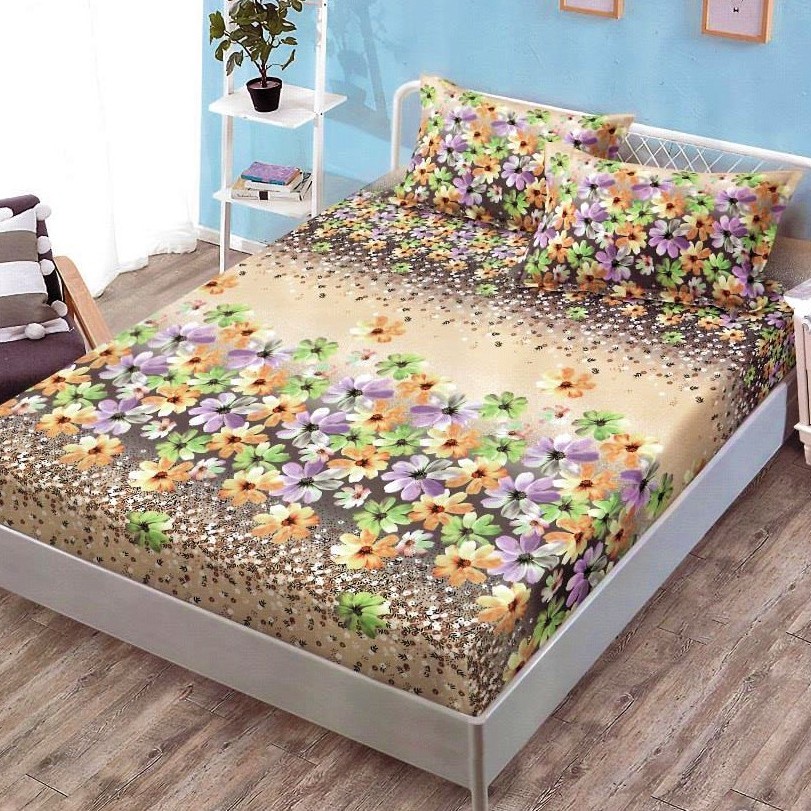 husa de pat cu flori colorate