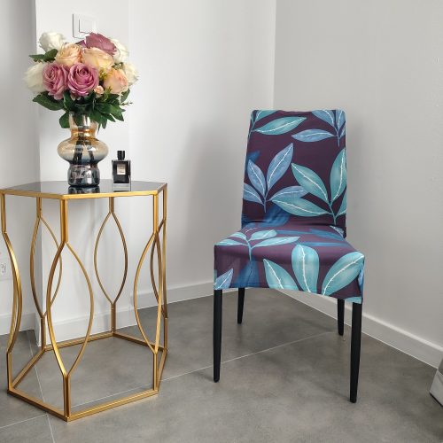 husa de scaun finet albastra cu frunze