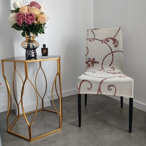 husa de scaun finet crem cu ornamente