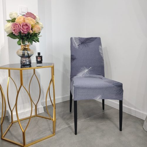 husa de scaun gri cu fulg