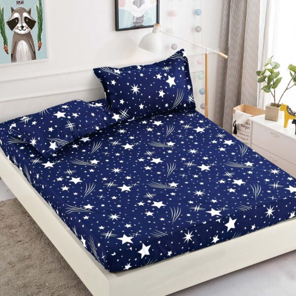 husa pat 1 persoana bleumarin cu stele