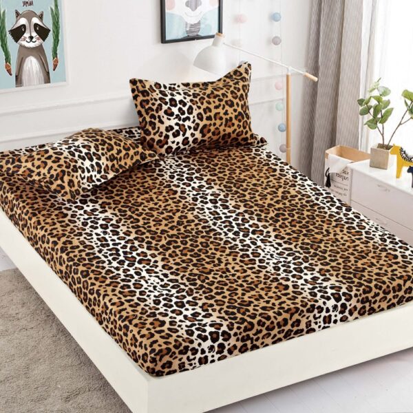 husa pat 1 persoana maro animal print