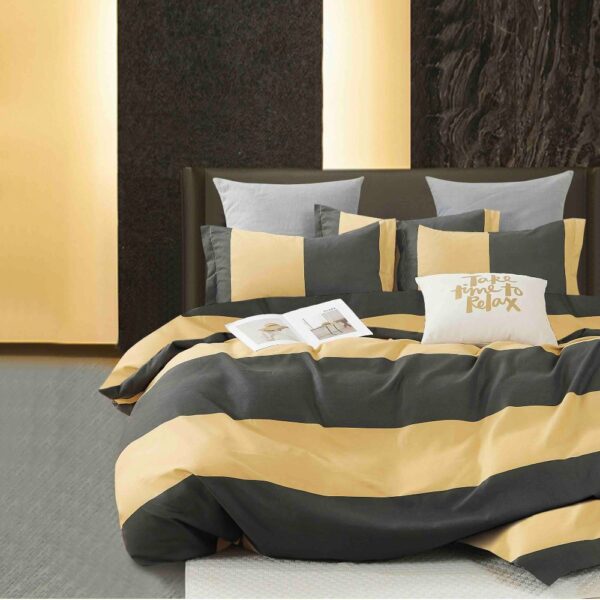 lenejrie de pat finet negru cu galben