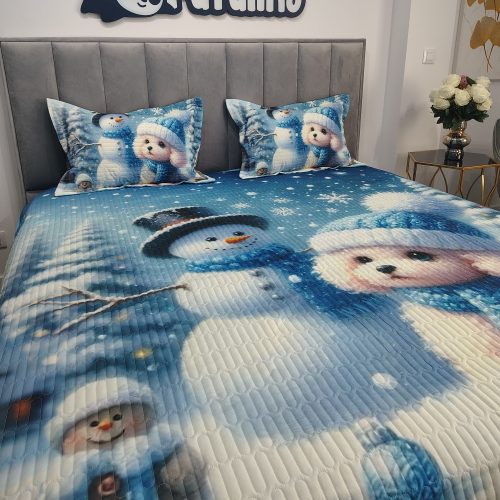 cuvertura de pat model de craciun cu catelus