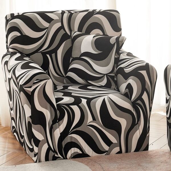 husa fotoliu zebra model abstract alb negru