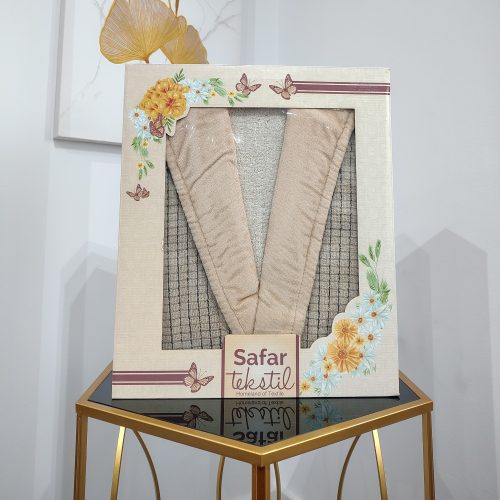 halat de baie cu gluga bej