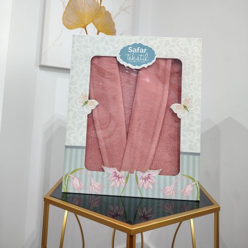 halat de baie cu guler somon