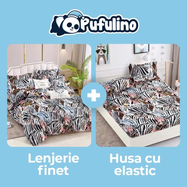 set lenjerie zebra + husa de pat cu elastic