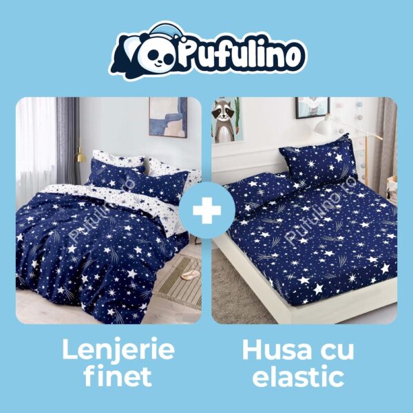 lenjerie cu stelute + husa de pat cu elastic