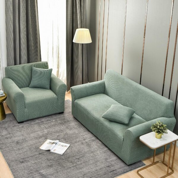 set huse canapea si fotoliu verde jacquard