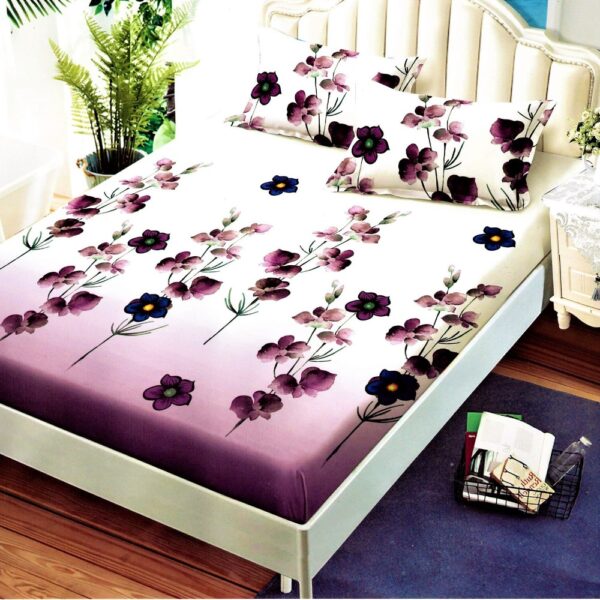 husa de pat mov cu flori violet