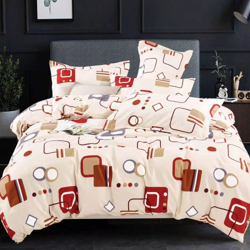 lenjerie crem cu forme geometrice rosii