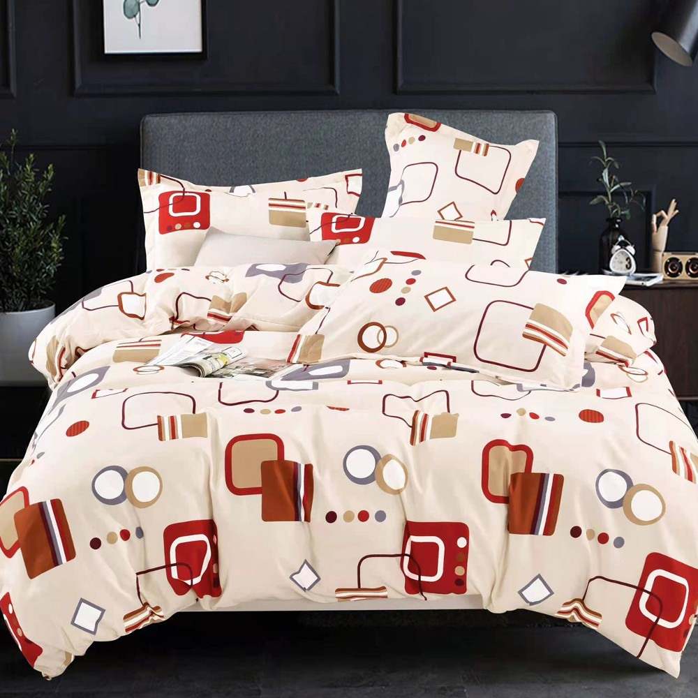 lenjerie crem cu forme geometrice rosii lenjerie crem cu forme geometrice rosii