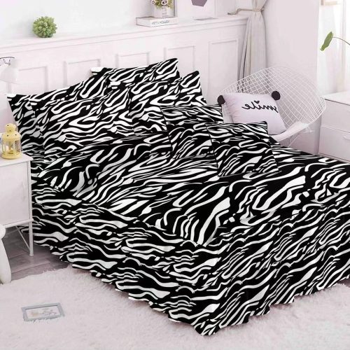 lenjerie cu volanase alb negru model zebra