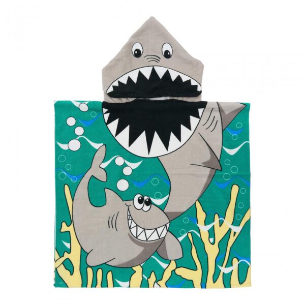 prosop de plaja copii poncho shark