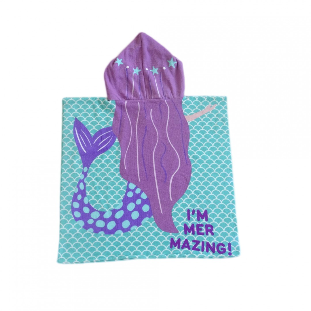 prosop de plaja copii purple mermaid