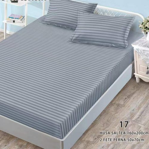 husa de pat 180 x 200 damasc - gri inchis