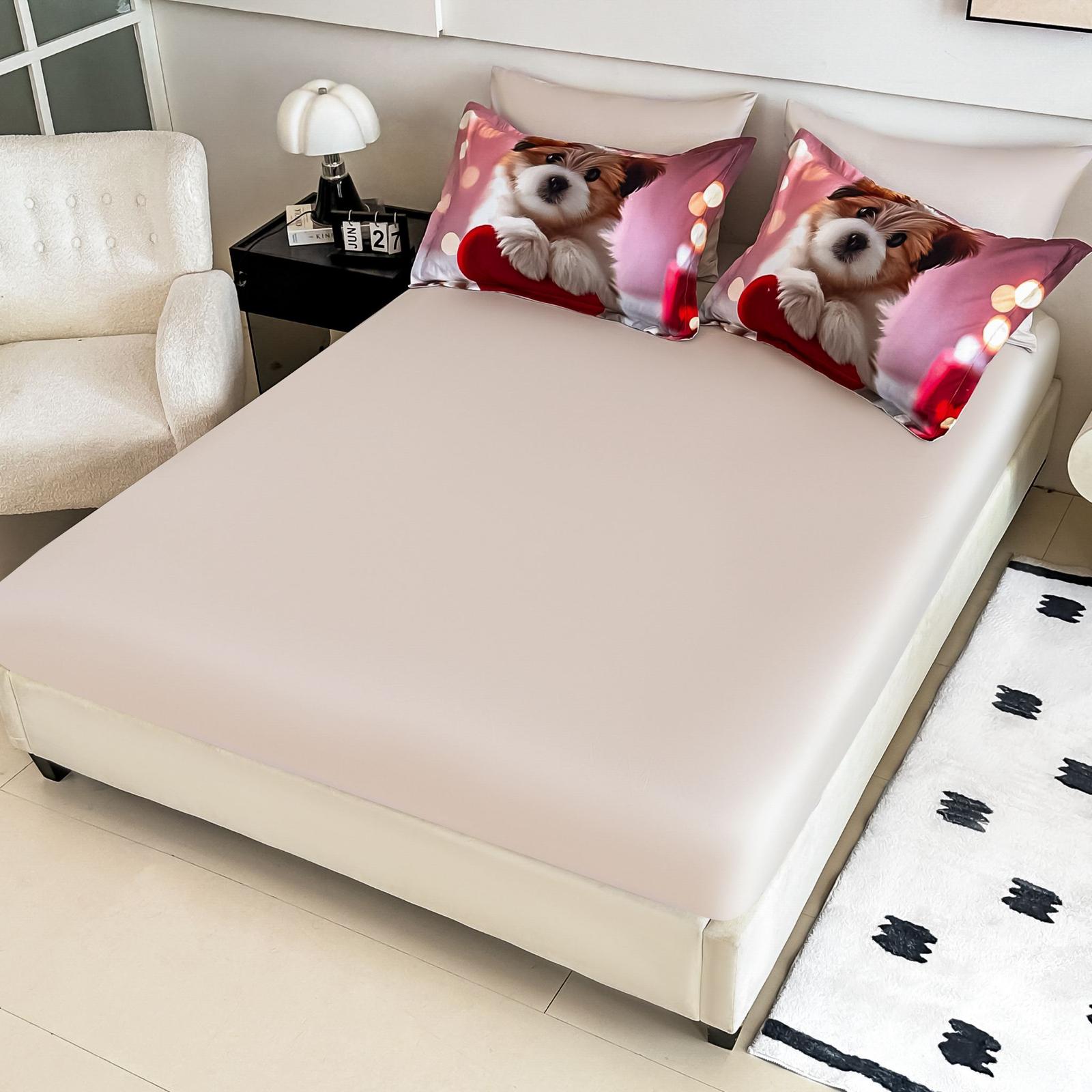 lenjerie 5d cu catelus inimioara cearceaf lenjerie 5d cu catelus inimioara cearceaf