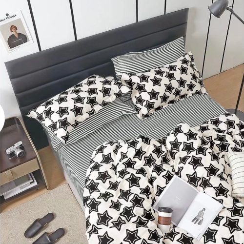 lenjerie alb negru cu stelute