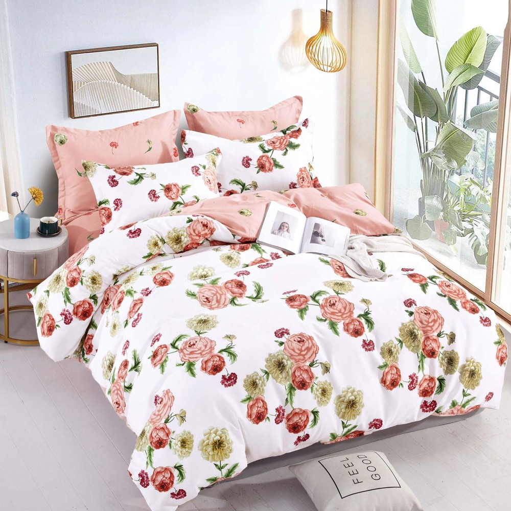 lenjerie alba cu trandafiri portocalii lenjerie alba cu trandafiri portocalii