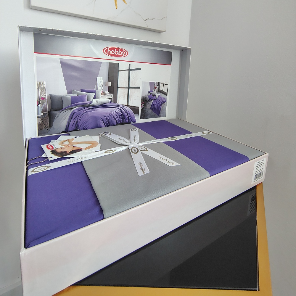 lenjerie de pat damasc mov