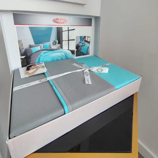 lenjerie de pat damasc turcoaz