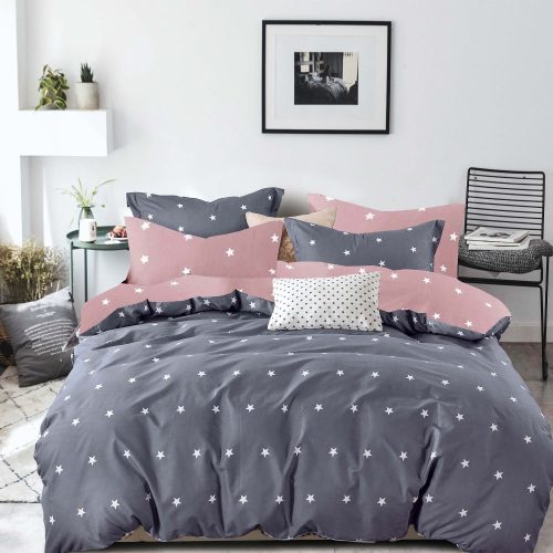 lenjerie gri cu stelute si 2 fete