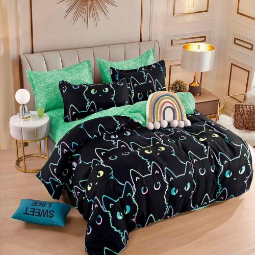 lenejrie de pat finet cu pisicute