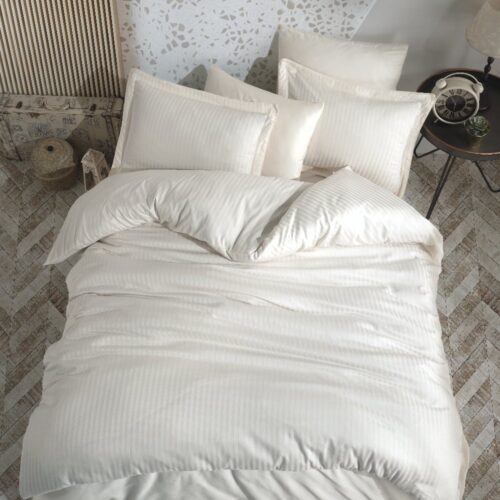 lenjerie bumbac 100% satin model damasc crem