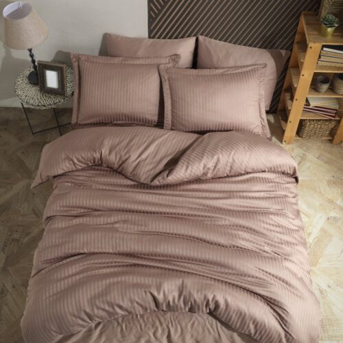 lenjerie bumbac 100% satin model damasc bej