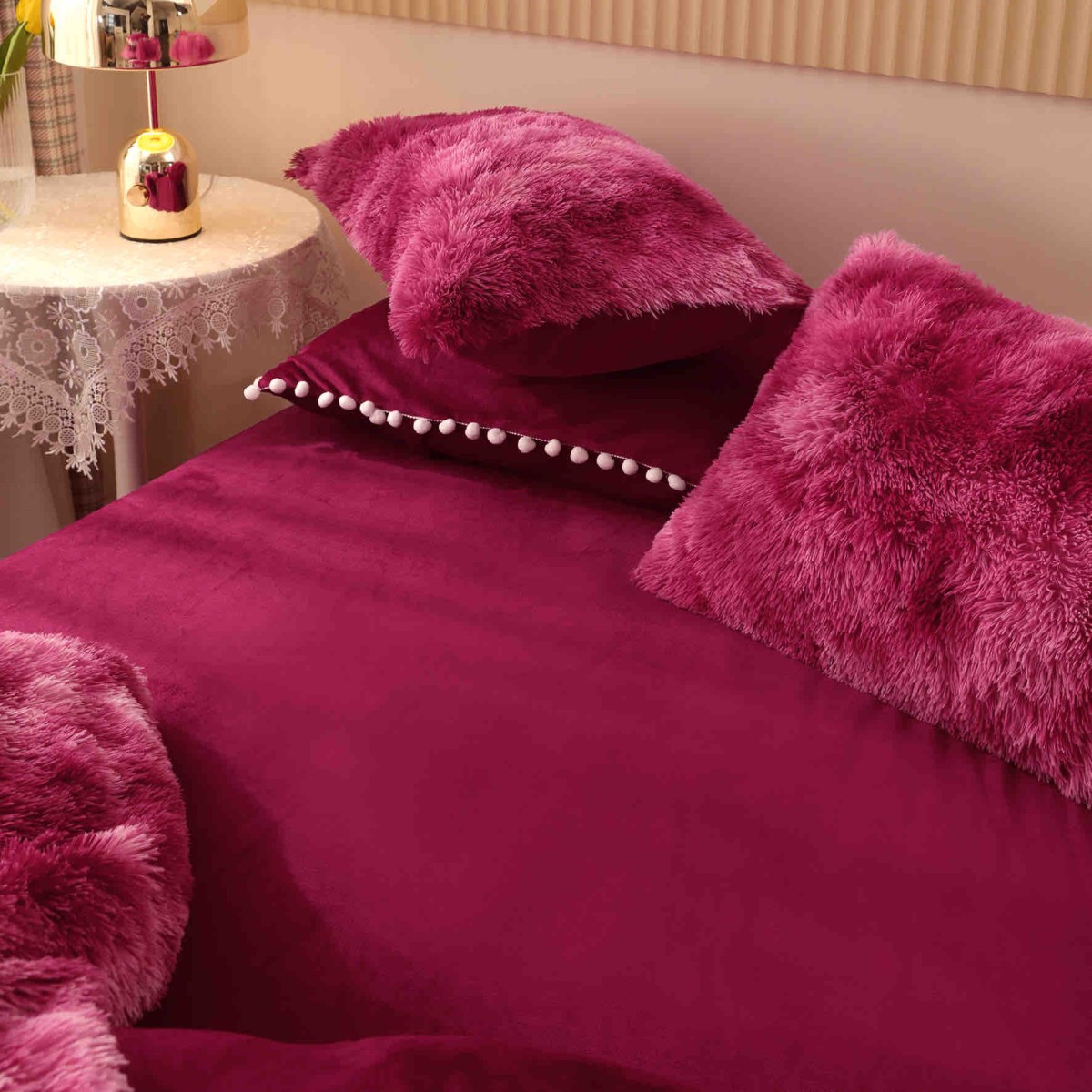 lenjerie cocolino fluffy rosu degrade perne lenjerie cocolino fluffy rosu degrade perne
