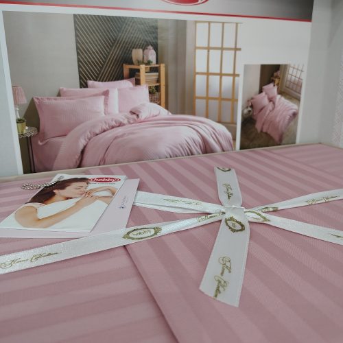 lenjerie de pat bumbac damasc roz