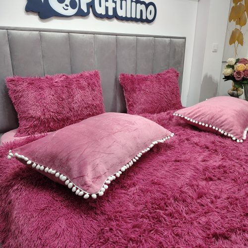 lenjerie de pat fluffy roz pudra