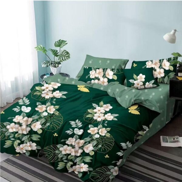 lenjerie verde flori albe