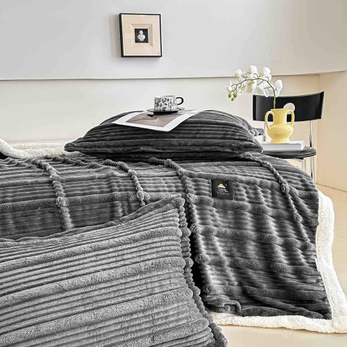 patura premium de iepure cu blanita - gri antracit