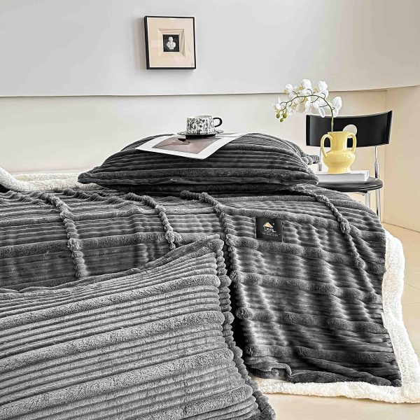 patura premium de iepure cu blanita - gri antracit