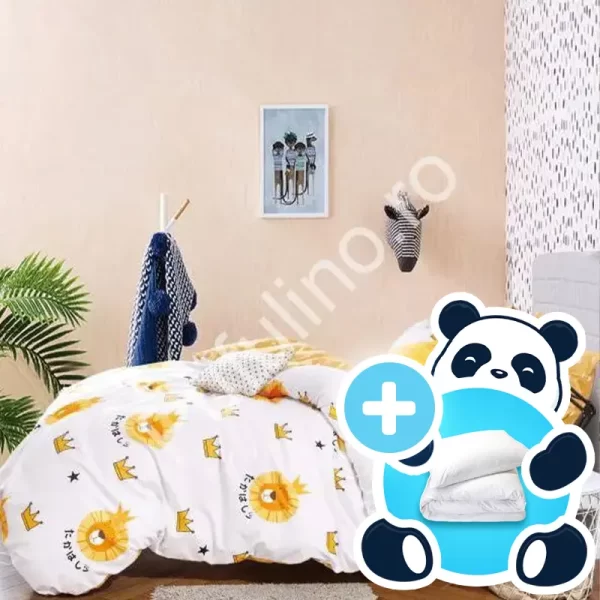 Lenjerie 1 persoana ursi + pilota + perna