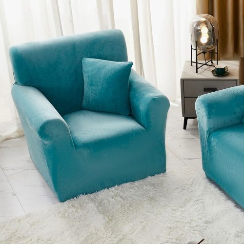 husa catifea fotoliu - turcoaz