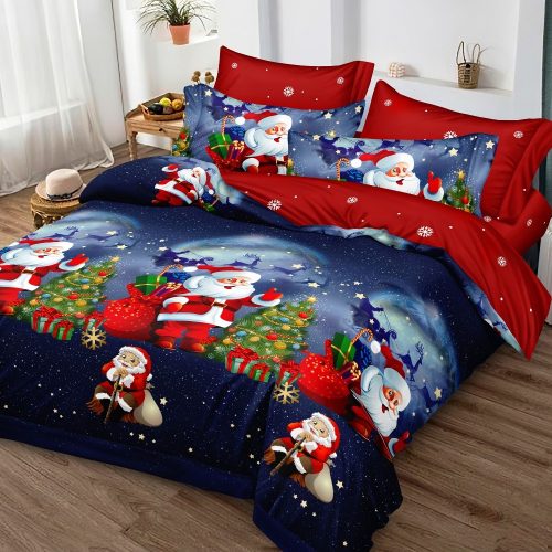 lenjerie albastra cu mos craciun