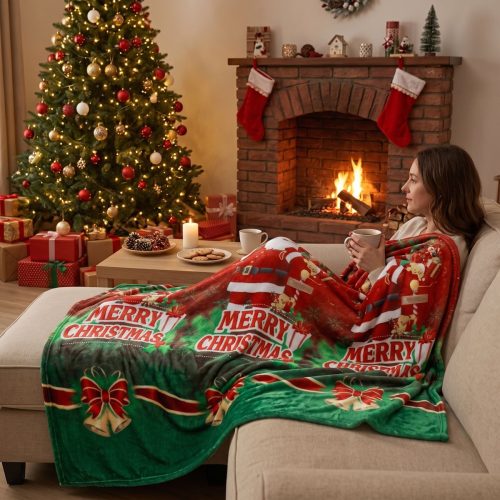 patura cocolino merry christmas cadru festiv
