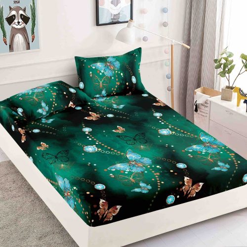 Husa verde smarald cu fluturi