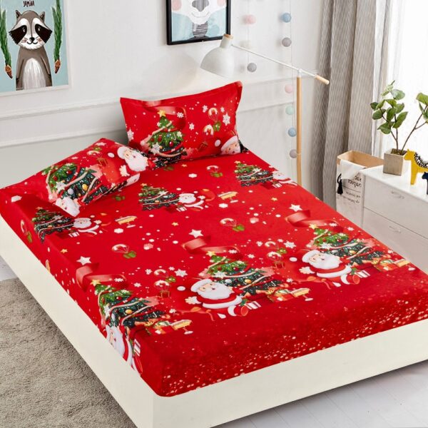 husa de pat cu elastic model craciun - red christmas