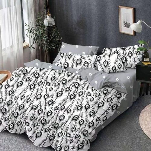 lenjerie alb gri cu fulgi